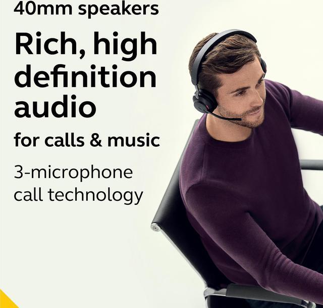 Alt view image 4 of 9 - Jabra Evolve2 65 Headset - Stereo - Wireless - Bluetooth - 98.4 ft - 20 Hz - 20 kHz - Over-the-head - Binaural - Circumaural - Noise Cancelling, MEMS Technology Microphone - Black