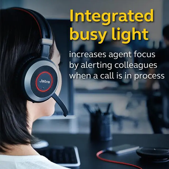 Alt view image 3 of 6 - Jabra Evolve 80 UC Stereo USB-C Wired Headset / Music Headphones