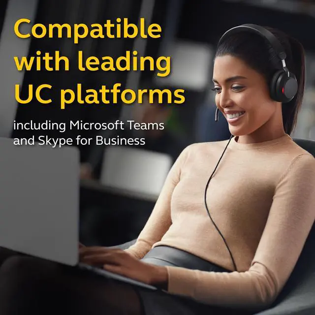 Alt view image 6 of 8 - Jabra Evolve2 40 UC Wired Headphones, USB-A, Stereo, Black – Telework Headset for Calls and Music, Enhanced All-Day Comfort, Passive Noise Cancelling Headphones, UC-Optimized with USB-A Connection