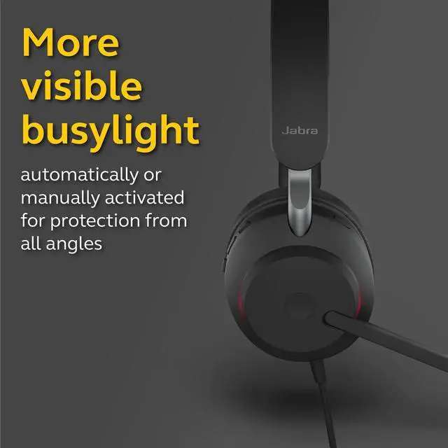 Alt view image 4 of 8 - Jabra Evolve2 40 UC Wired Headphones, USB-A, Stereo, Black – Telework Headset for Calls and Music, Enhanced All-Day Comfort, Passive Noise Cancelling Headphones, UC-Optimized with USB-A Connection