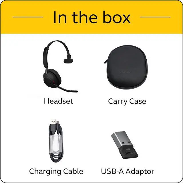 Alt view image 7 of 8 - Jabra Evolve2 65 USB-A UC Mono - Black Wireless Headset / Music Headphones