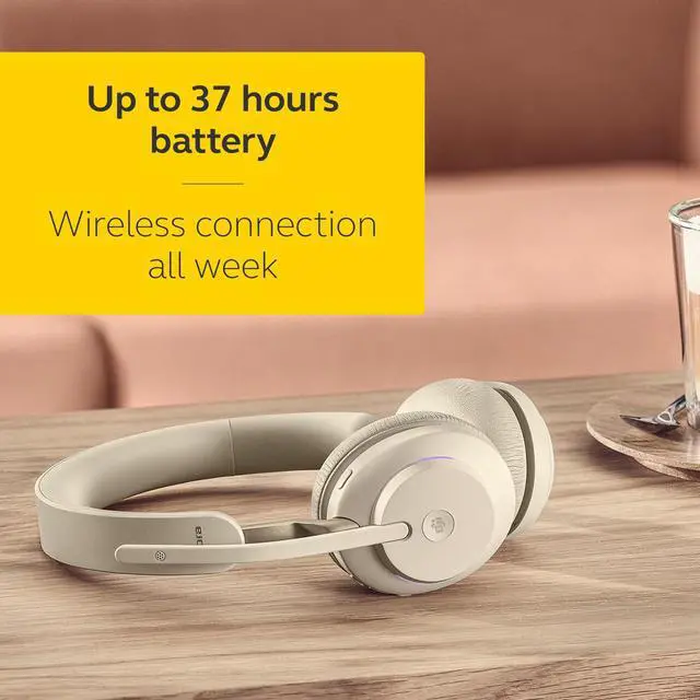 Alt view image 4 of 7 - Jabra Evolve2 65 USB-C MS Stereo - Beige Wireless Headset / Music Headphones