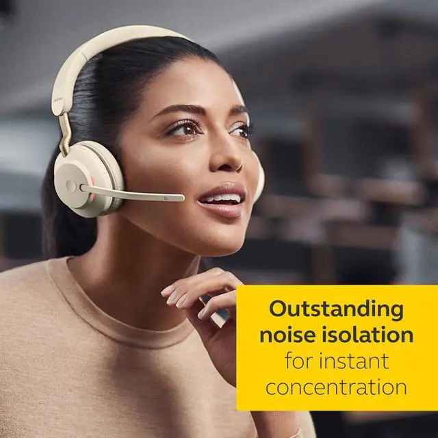 Alt view image 3 of 7 - Jabra Evolve2 65 USB-A UC Stereo - Beige Wireless Headset / Music Headphones