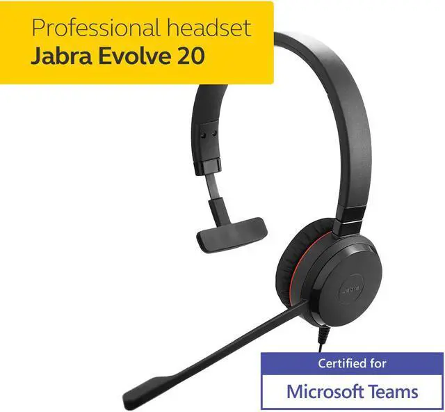 Alt view image 2 of 10 - Jabra Evolve 20SE MS Mono Wired Headset / Music Headphones