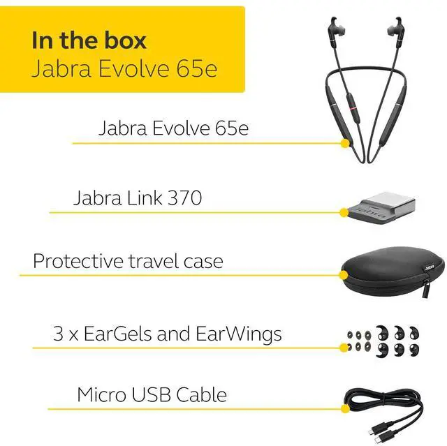 Alt view image 17 of 19 - Jabra Evolve 65e UC & Link 370 Wireless Professional Earbuds