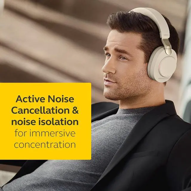 Alt view image 3 of 6 - Jabra Evolve2 85 - USB-A MS Teams Stereo - Beige Wireless Headset / Music Headphones