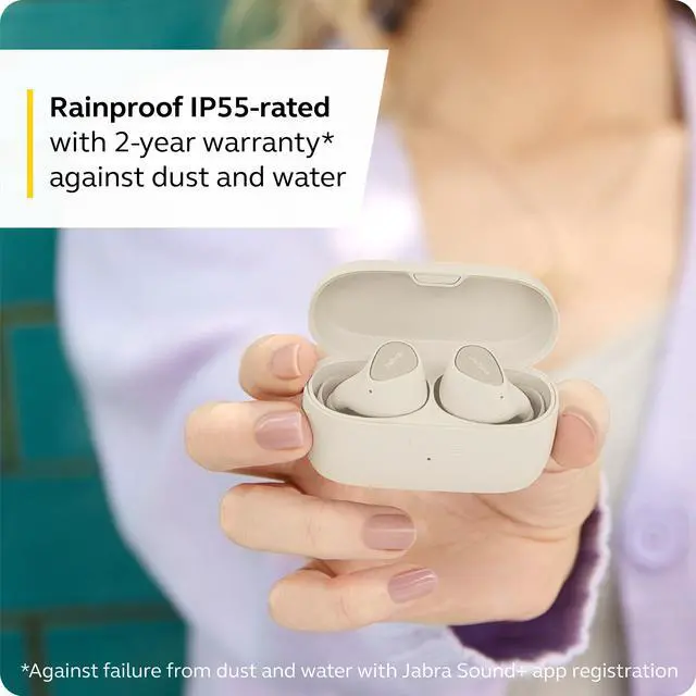 Alt view image 6 of 7 - Jabra Elite 3 Noise Isolating True Wireless Bluetooth Earbuds, 4-Mic, LightBeige