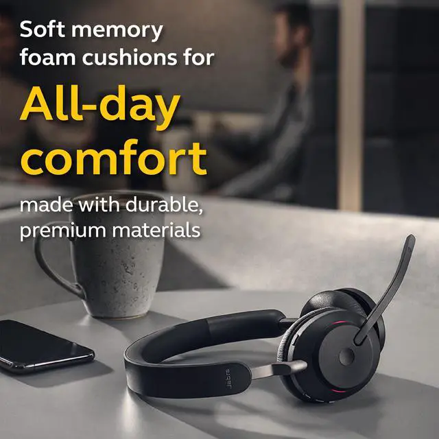 Alt view image 14 of 20 - Jabra Evolve2 65 Mono Wireless On-Ear Headset (Microsoft Teams, USB Type-A, Black)