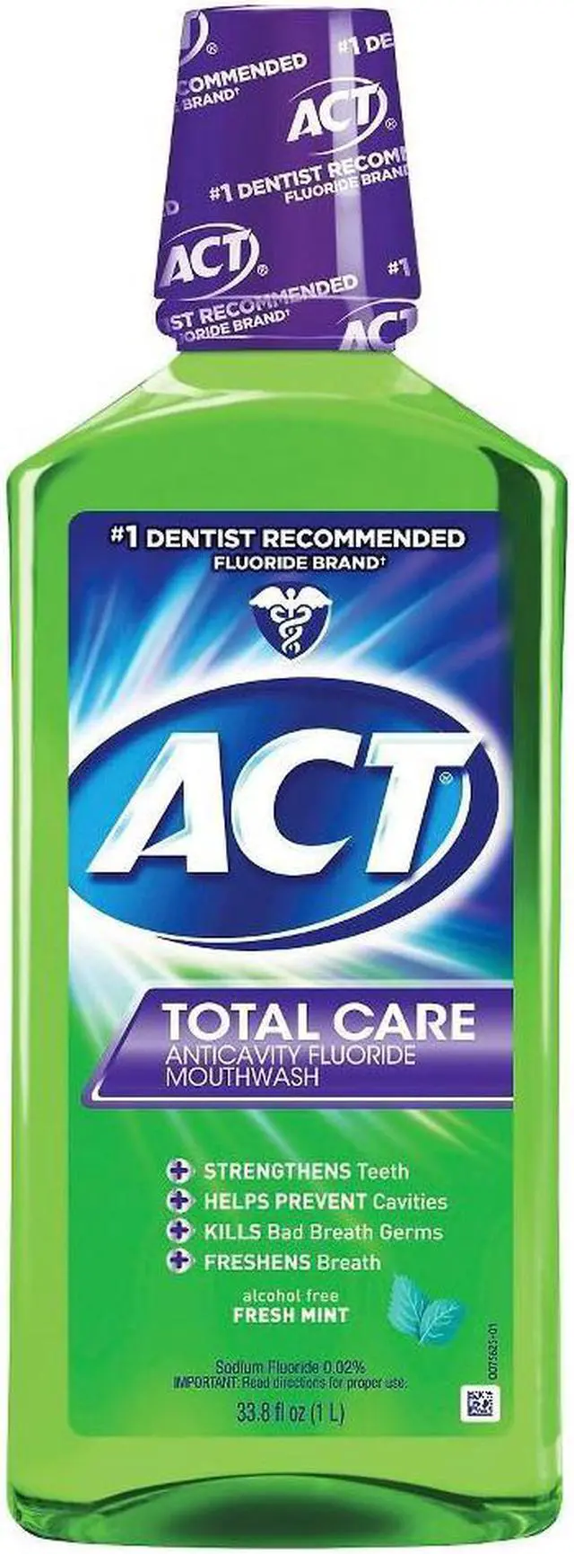 Alt view image 2 of 3 - ACT Total Care Anticavity Fluoride Mouthwash, Fresh Mint, 33.8 oz