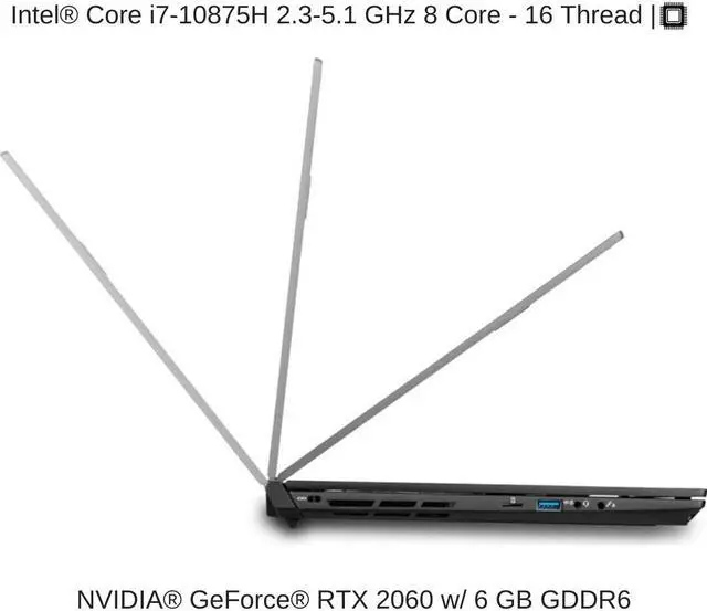 Alt view image 3 of 7 - EVOC PC501A (PC50DD2) 15.6” FHD 144Hz | 2.3 GHz i7-10875H, RTX 2060, 8 GB 3200MHz RAM, 512 GB PCIe SSD | Performance Upgrades & Warranty