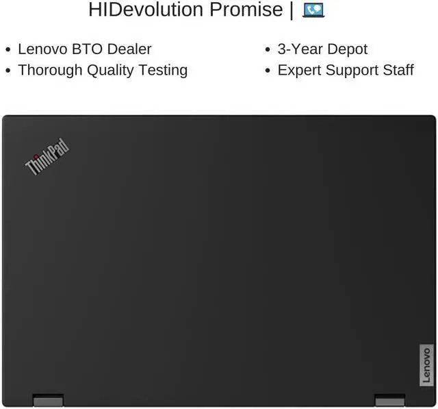 Alt view image 7 of 7 - HIDevolution Lenovo Thinkpad P15 20ST003XUS - 15.6" FHD IPS HDR, 2.6 GHz i7-10750H, Quadro T1000, 16 GB 3200MHz RAM, 512 GB PCIe SSD | Authorized Performance Upgrades & Warranty
