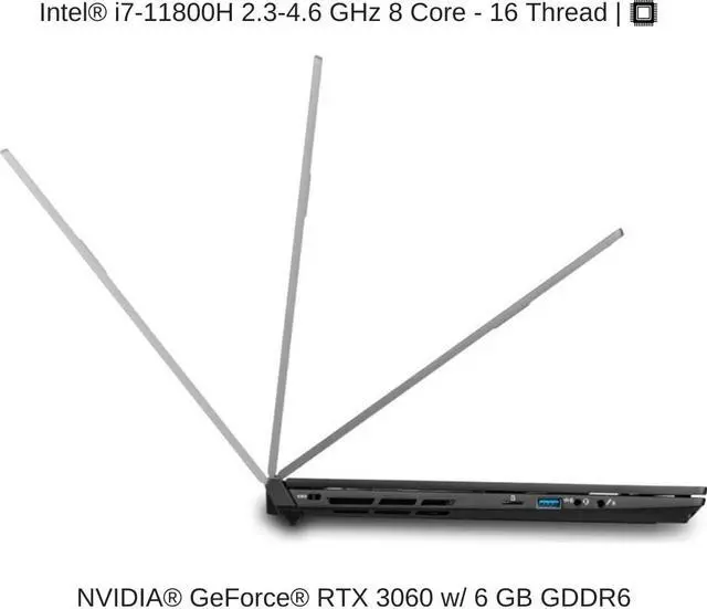 Alt view image 3 of 7 - EVOC High Performance Systems PC503A (PC50HP) 15.6" FHD 144Hz, 2.3 GHz i7-11800H, RTX 3060, 32 GB 3200MHz RAM, 1 TB PCIe SSD
