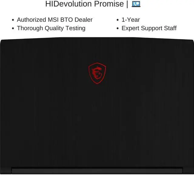 Alt view image 7 of 7 - HIDevolution MSI GF63 Thin 10SC 15.6" FHD, 2.5 GHz i5-10500H, GTX 1650 Max-Q, 64 GB 3200MHz RAM, 1 TB PCIe SSD, Windowss 10 Pro