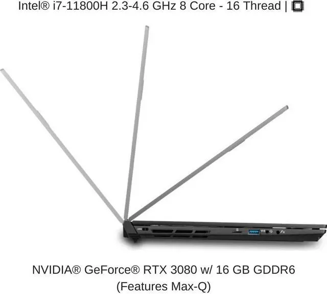 Alt view image 3 of 7 - EVOC High Performance Systems PC503C (PC50HS) 15.6" FHD 144Hz, 2.3 GHz i7-11800H, RTX 3080, 64 GB 3200MHz RAM, 2 TB PCIe SSD