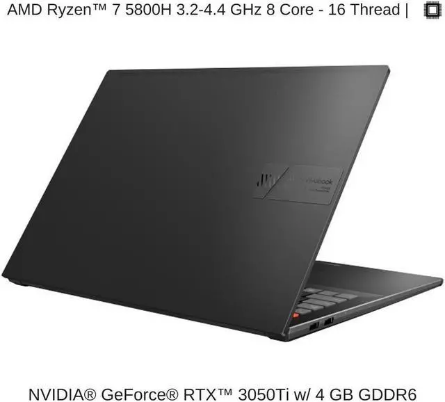 Alt view image 3 of 7 - ASUS Vivobook Pro M7600QE 16.0" OLED WQUXGA,3.2GHz AMD Ryzen 7 5800H, RTX 3050Ti, 16 GB 3200MHz RAM, 1 TB PCIe SSD