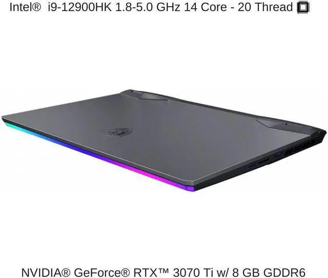 Alt view image 3 of 7 - HIDevolution MSI Raider GE66 12UGS 15.6" QHD 240Hz, 1.8 GHz i9-12900HK, RTX 3070 Ti, 64 GB 4800MHz RAM, 2 TB PCIe SSD, Windows 11 Pro