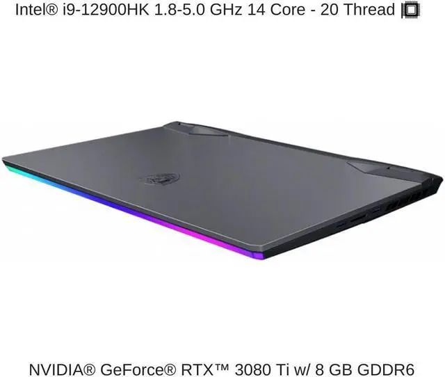 Alt view image 3 of 7 - HIDevolution MSI Raider GE66 12UHS 15.6" UHD 120Hz, 1.8 GHz i9-12900HK, RTX 3080 Ti, 32 GB 4800MHz RAM, 8 TB PCIe SSD
