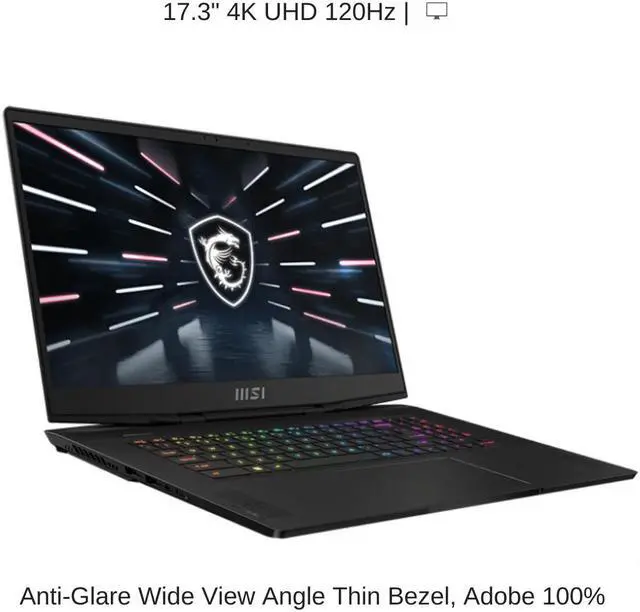 Alt view image 6 of 7 - [2022] HIDevolution MSI Stealth GS77 12UHS 17.3" UHD 120Hz, 1.8 GHz i9-12900H, RTX 3080 Ti, 64 GB 4800MHz RAM, 1 TB PCIe SSD