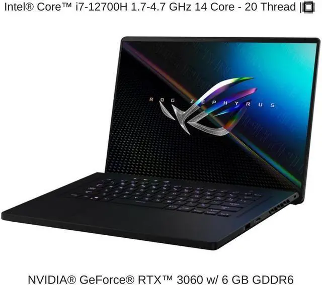 Alt view image 2 of 6 - ASUS ROG Zephyrus M16 GU603ZM 16" WUXGA 165Hz, 1.7 GHz i7-12700H, RTX 3060, 16 GB 4800MHz RAM, 512 GB PCIe SSD