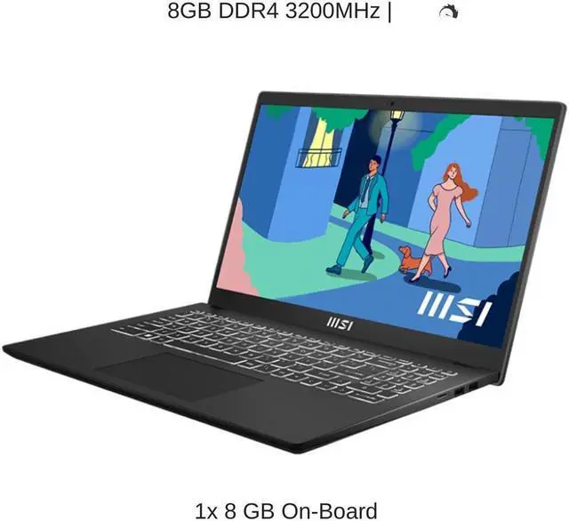 Alt view image 2 of 7 - HIDevolution MSI Modern 15 B12M [Classic Black] 15.6" FHD, 0.9 GHz i5-1235U, Intel Iris Xe, 8GB 3200MHz 512 GB PCIe SSD