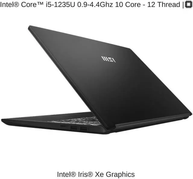 Alt view image 4 of 7 - HIDevolution MSI Modern 15 B12M [Classic Black] 15.6" FHD, 0.9 GHz i5-1235U, Intel Iris Xe, 8GB 3200MHz 512 GB PCIe SSD
