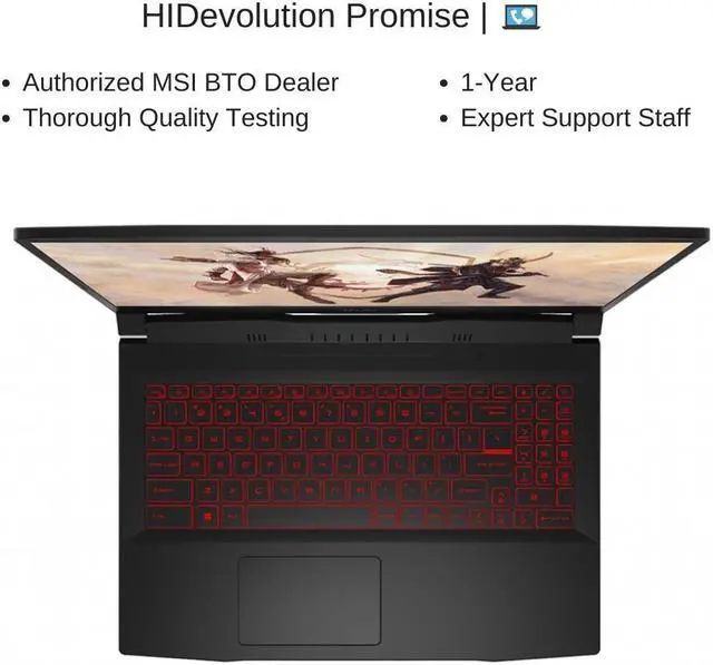 Alt view image 7 of 7 - HIDevolution MSI Katana GF66 12UGSOK 15.6" FHD 240Hz, 1.8 GHz i9-12900H, RTX 3070 Ti, 64 GB 4800MHz RAM, 2 TB PCIe SSD