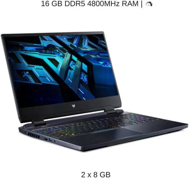 Alt view image 4 of 7 - HIDevolution ACER Predator Helios 300 15.6" QHD 240Hz, 1.7 GHz i7-12700H, RTX 3070 Ti, 16 GB 4800MHz RAM, 1 TB PCIe SSD, Windows 11 Home
