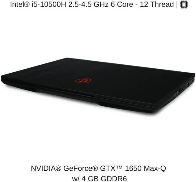 Alt view image 3 of 7 - HIDevolution MSI GF63 Thin 10SC 15.6" FHD, 2.5 GHz i5-10500H, GTX 1650 Max-Q, 64 GB 3200MHz RAM, 1 TB PCIe SSD, Windowss 10 Pro