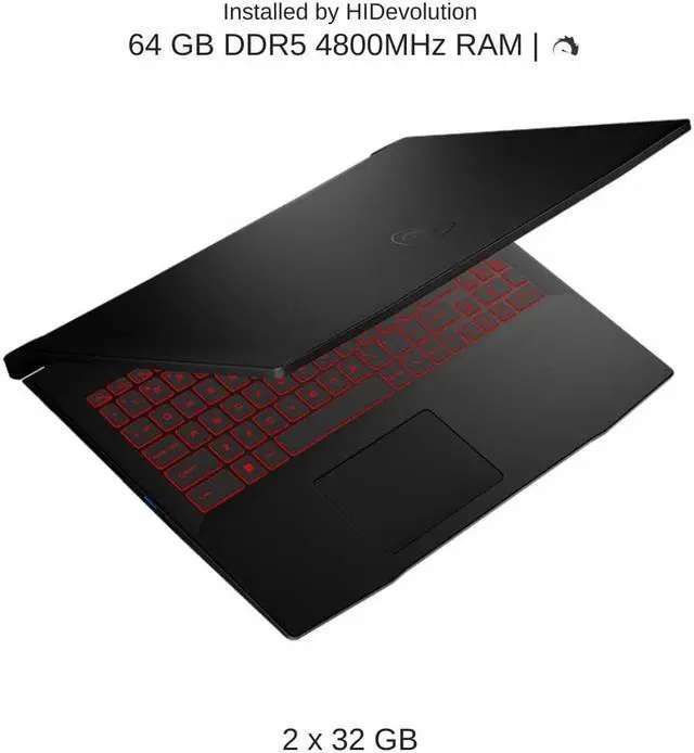 Alt view image 4 of 7 - HIDevolution MSI Katana GF66 12UGSOK 15.6" FHD 240Hz, 1.8 GHz i9-12900H, RTX 3070 Ti, 64 GB 4800MHz RAM, 2 TB PCIe SSD