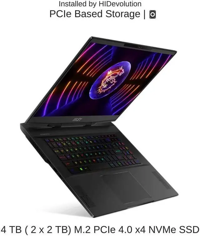 Alt view image 5 of 7 - HIDevolution MSI Stealth 17 Studio A13VI 17.3" QHD 240Hz, 2.6 GHz i9-13900H, RTX 4090, 64 GB DDR5 RAM, 4 TB PCIe SSD, Windows 11 Pro