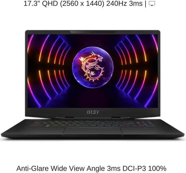 Alt view image 6 of 7 - HIDevolution MSI Stealth 17 Studio A13VI 17.3" QHD 240Hz, 2.6 GHz i9-13900H, RTX 4090, 64 GB DDR5 RAM, 4 TB PCIe SSD, Windows 11 Pro