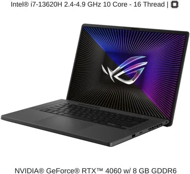 Alt view image 3 of 7 - ASUS ROG Zephyrus G16 GU603VV 16" FHD+ 165Hz, 2.4 GHz i7-13620H, RTX 4060, 32 GB DDR4 RAM, 1 TB PCIe SSD, Windows 11 Home