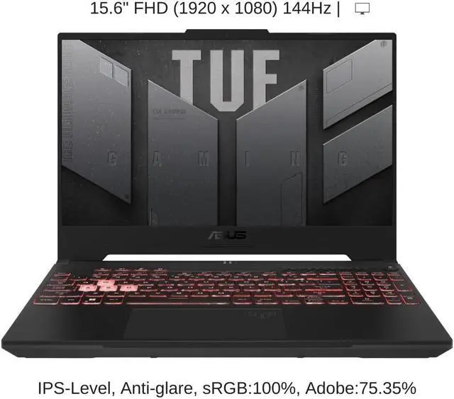 Alt view image 6 of 7 - ASUS TUF Gaming A15 FA507NV 15.6" FHD 144Hz, 3.2 GHz Ryzen 7 7735HS, RTX 4060, 16 GB DDR5 RAM, 1 TB PCIe SSD, Windows 11 Home
