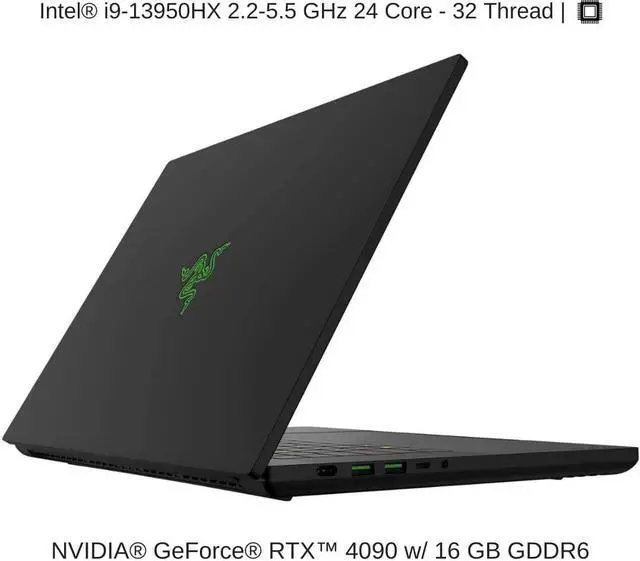 Alt view image 2 of 6 - Razer Blade 16 [2023] Black, 16" Dual UHD+ 120Hz / FHD+ 240Hz, 2.2 GHz i9-13950HX, RTX 4090, 128 GB DDR5 RAM, 4 TB PCIe SSD, Windows 11 Home