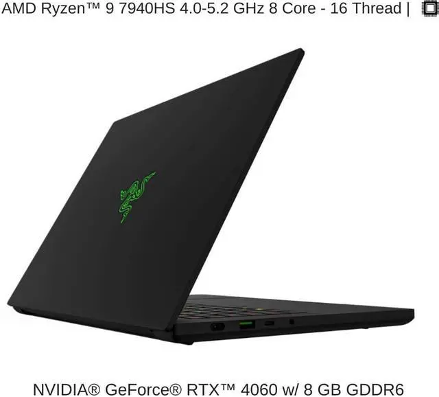 Alt view image 2 of 7 - Razer Blade 14 Black, 14" QHD+ 240Hz, 4.0 GHz Ryzen 9 7940HS, RTX 4060, 32 GB DDR5 RAM, 1 TB PCIe SSD, Windows 11 Home