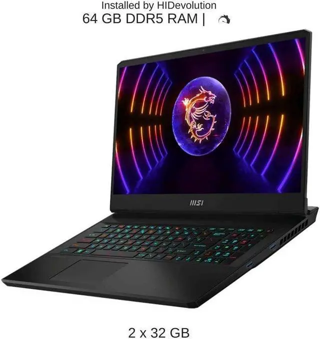 Alt view image 4 of 7 - HIDevolution MSI Vector GP77 13VG 17.3" QHD 240Hz, 2.6 GHz i9-13900H, RTX 4070, 64 GB DDR5 RAM, 2 TB PCIe SSD, Windows 11 Pro