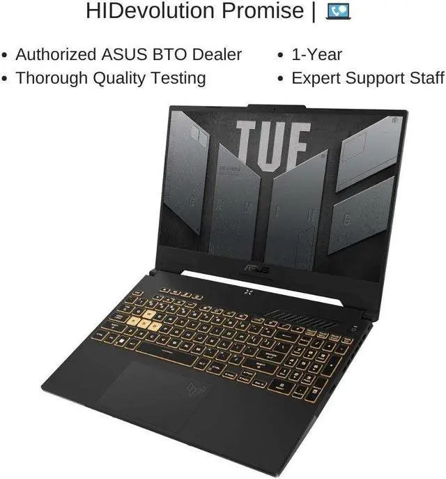 Alt view image 7 of 7 - ASUS TUF Gaming F15 FX507ZV 15.6" FHD 144Hz, 1.7 GHz i7-12700H, RTX 4060, 16 GB DDR4 RAM, 8 TB PCIe SSD, Windows 11 Pro