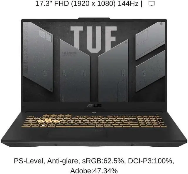 Alt view image 6 of 7 - ASUS TUF Gaming A17 FA707NU 17.3" FHD 144Hz, 3.2 GHz Ryzen 7 7735HS, RTX 4050, 64 GB DDR5 RAM, 8 TB PCIe SSD, Windows 11 Pro
