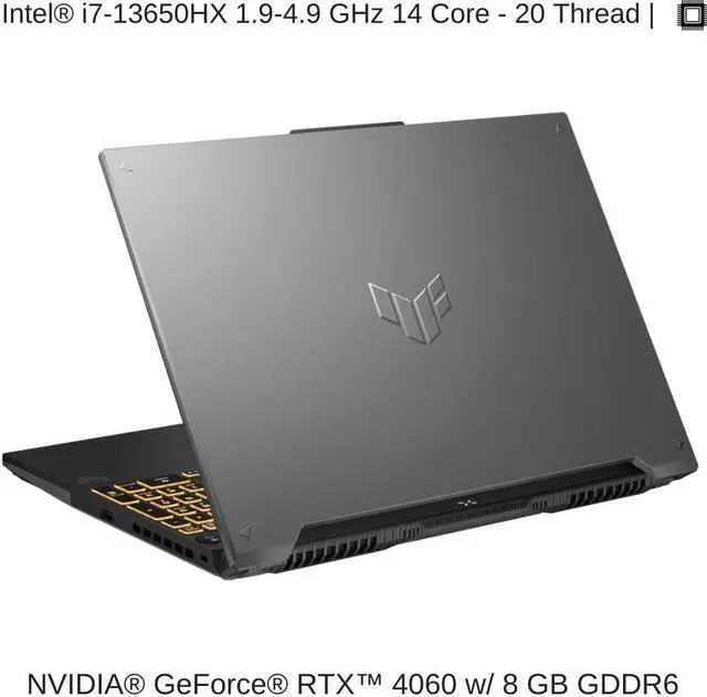 Alt view image 3 of 7 - [2024]  ASUS TUF Gaming F16 FX607JV 16" FHD+ 165Hz, 1.9 GHz  i7-13650HX, RTX 4060, 32 GB DDR5 RAM, 2 TB PCIe SSD, Windows 11 Pro