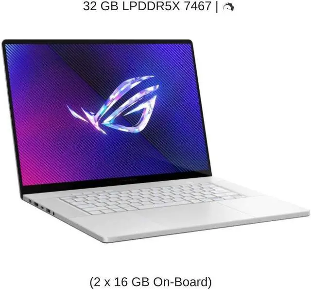 Alt view image 4 of 7 - [2024]  ASUS ROG Zephyrus G16 GU605MZ [White] 16" WQXGA 240Hz, 3.8 GHz Ultra 9-185H, RTX 4080, 32 GB LPDDR5X RAM, 1 TB PCIe SSD, Windows 11 Pro