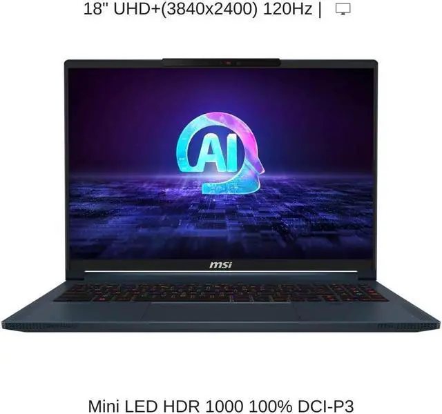 Alt view image 6 of 7 - [2024] HIDevolution MSI Stealth 18 AI Studio A1VHG 18" UHD+ 120Hz, 3.8 GHz  Ultra 9-185H, RTX 4080, 96 GB DDR5 RAM, 2 TB PCIe SSD, Windows 11 Pro