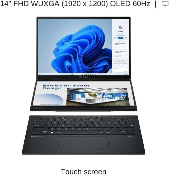 Alt view image 6 of 7 - ASUS Zenbook Duo UX8406MA 14" FHD WUXGA OLED 60Hz, 1.4 GHz Ultra 7-155H, Intel Arc Graphics, 16 GB LPDDR5X RAM, 2 TB PCIe SSD, Windows 11 Home