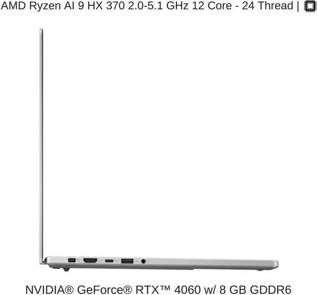 Alt view image 3 of 7 - [2024] HIDevolution ASUS ROG Zephyrus G16 [White] GA605WV 16" WQXGA OLED 240Hz, 2.0 GHz Ryzen AI 9 HX 370, RTX 4060, 16 GB LPDDR5X RAM, 2 TB PCIe SSD, Windows 11 Pro