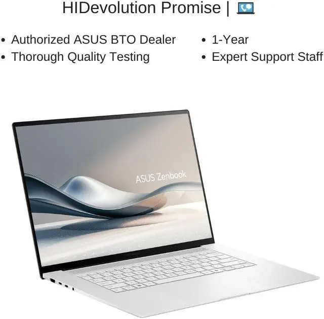 Alt view image 7 of 7 - [2024] ASUS Zenbook S 16 OLED UM5606WA White 16" 3K 120Hz Touch, 2.0 GHz Ryzen AI 9 365, Radeon 880M, 24 GB LPDDR5X RAM, 2 TB PCIe SSD, Windows 11 Pro