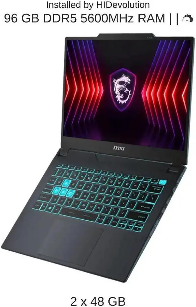 Alt view image 4 of 7 - [2024] HIDevolution MSI Cyborg 14 A13VE 14" FHD+ 144Hz, 2.4 GHz i7-13620H, RTX 4050, 96 GB DDR5 RAM, 1 TB PCIe SSD, Windows 11 Pro