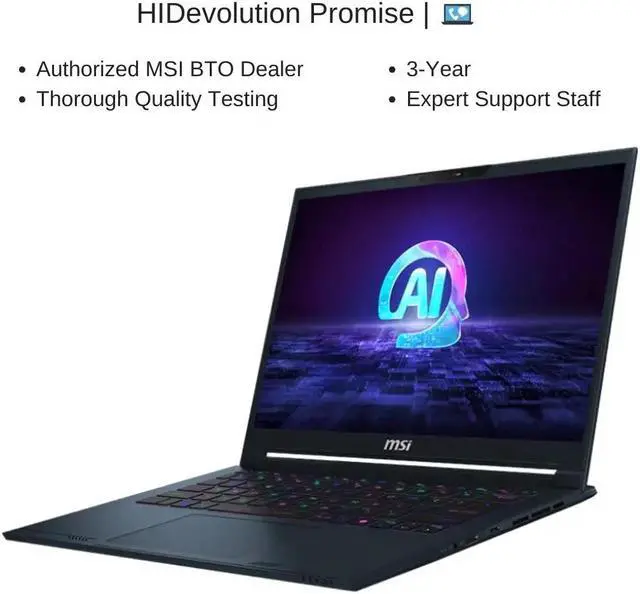 Alt view image 7 of 7 - [2024] HIDevolution MSI Stealth 14 AI Studio A1VFG 14" FHD+ 165Hz, 1.8 GHz Ultra 9-185H, RTX 4060, 32 GB DDR5 RAM, 2 TB PCIe SSD, Windows 11 Pro