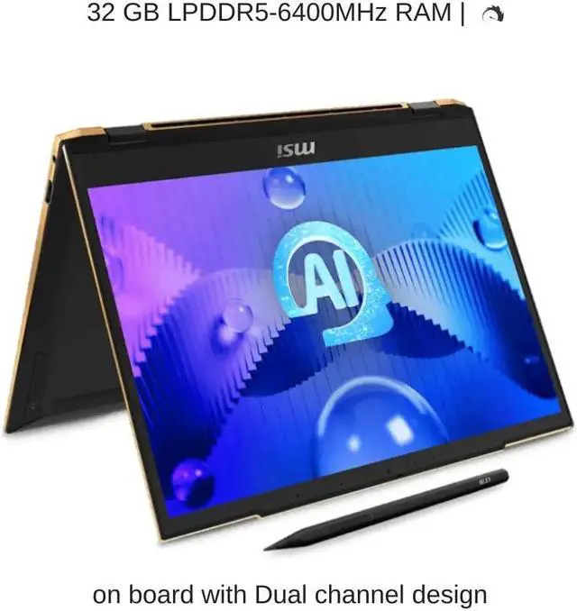 Alt view image 4 of 7 - [2024] HIDevolution MSI Summit 13 AI+ Evo A2VMTG [Black] 13.3" FHD+ Touch, 2.2 GHz Ultra 7-258V, Intel Arc, 32 GB LPDDR5, 1 TB PCIe SSD, Windows 11 Pro