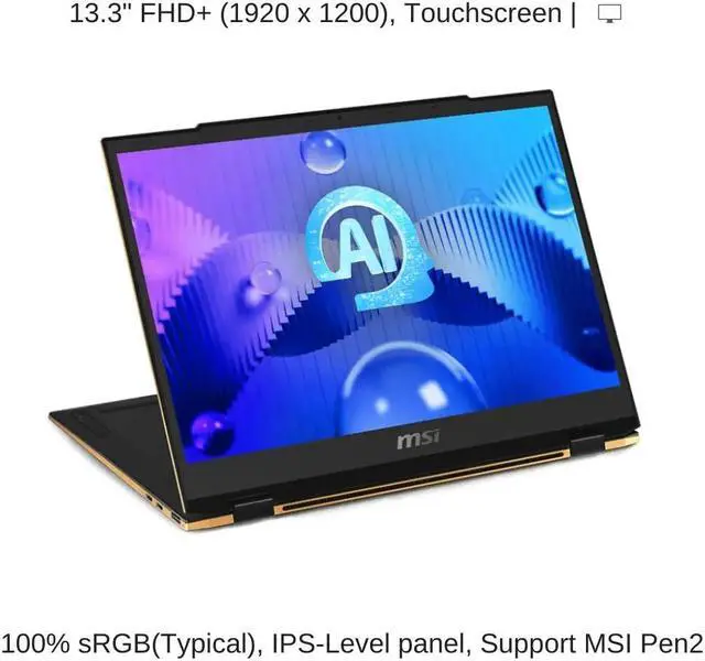 Alt view image 6 of 7 - [2024] HIDevolution MSI Summit 13 AI+ Evo A2VMTG [Black] 13.3" FHD+ Touch, 2.2 GHz Ultra 7-258V, Intel Arc, 32 GB LPDDR5, 1 TB PCIe SSD, Windows 11 Pro