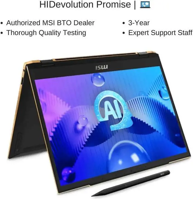 Alt view image 7 of 7 - [2024] HIDevolution MSI Summit 13 AI+ Evo A2VMTG [Black] 13.3" FHD+ Touch, 2.2 GHz Ultra 7-258V, Intel Arc, 32 GB LPDDR5, 1 TB PCIe SSD, Windows 11 Pro