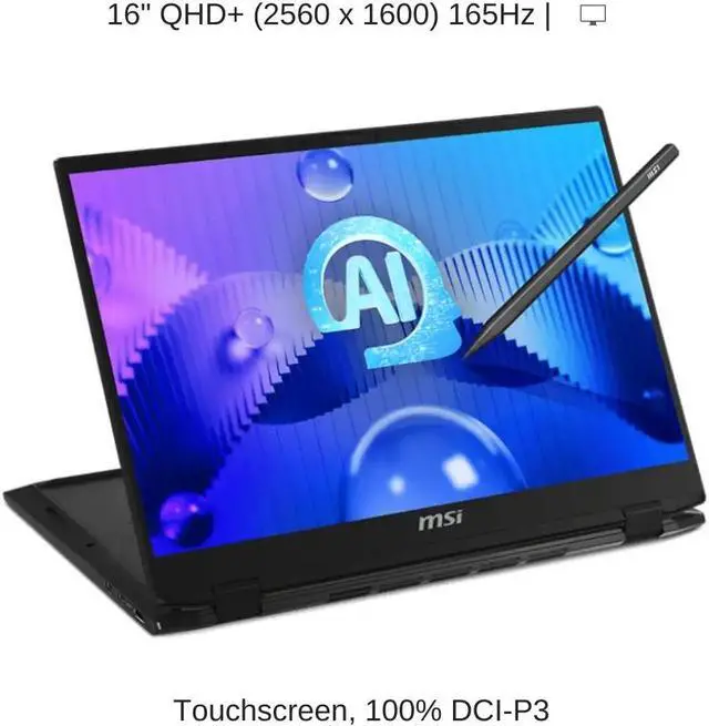 Alt view image 6 of 7 - [2024] HIDevolution MSI Summit E16 AI Studio A1VETG [Black] 16" QHD+ 165Hz Touch, 1.4 GHz Ultra 7-155H, RTX 4050, 32 GB LPDDR5, 2 TB PCIe SSD, Windows 11 Pro